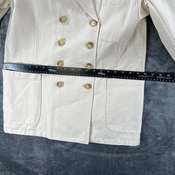 NEW Polo Ralph Lauren White Cream Canvas Twill Nautical Military Blazer Women 2 - Picture 11 of 16